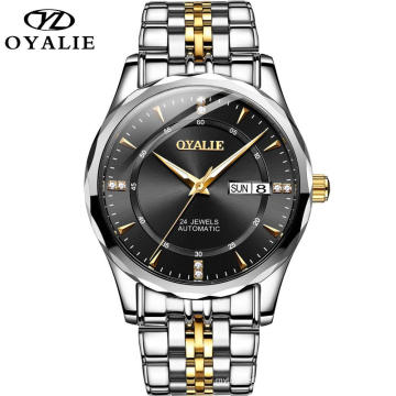 Herren Mechanische Uhr OYALIE Luxury Business Automatic Herren Multi Time Zone Watch Uhren Herren Edelstahluhr
